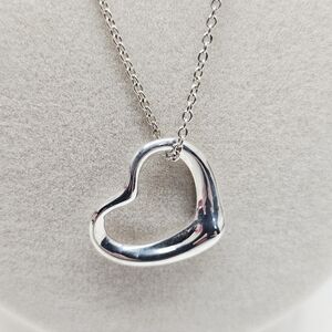 Tiffany & Co Sterling Silver Elsa Peretti Open Heart Pendant With COA